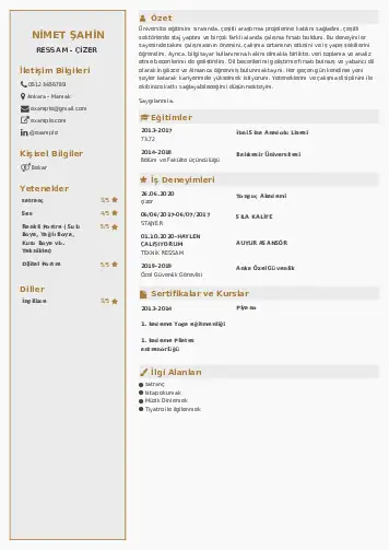 Ressam Cv Örnekleri cv indir